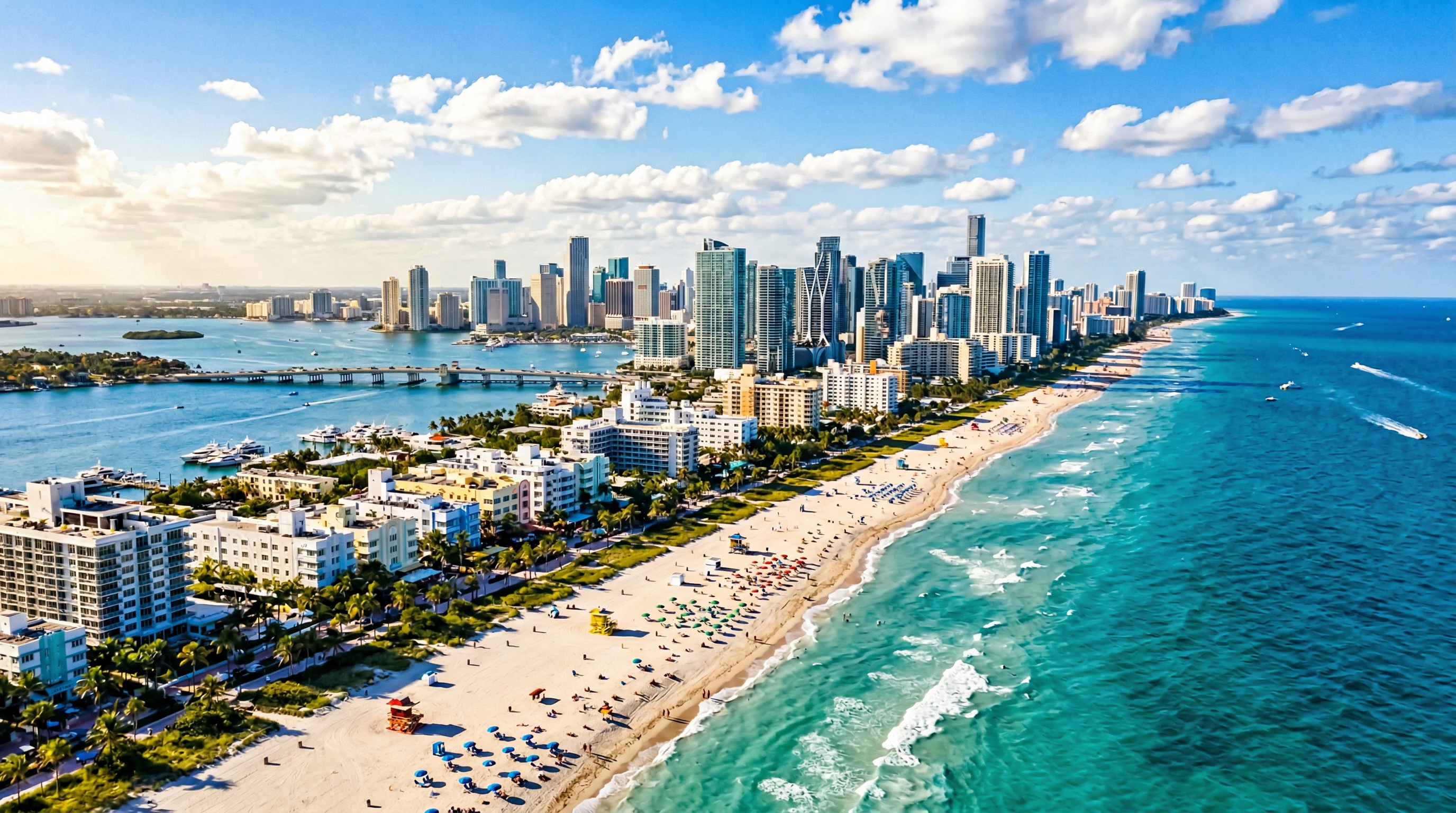 Miami beach and skyline